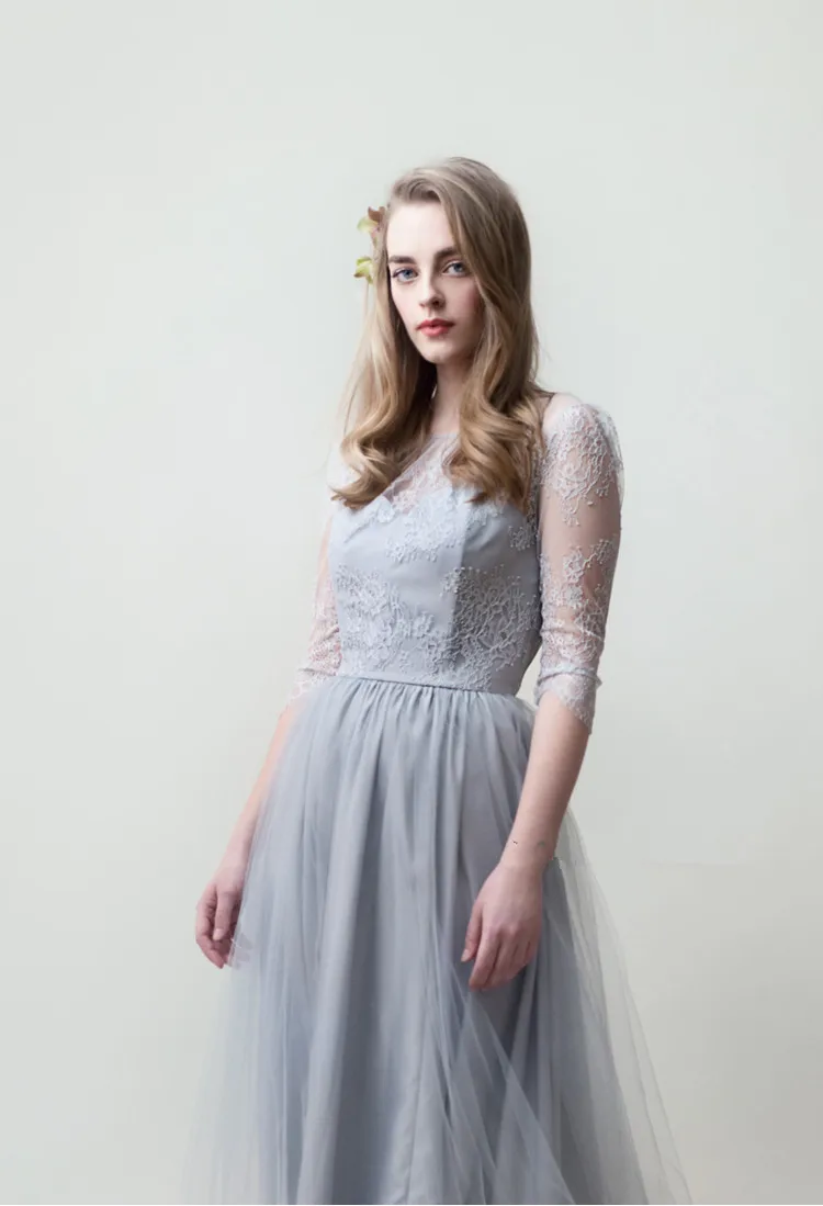 robe de soiree courte, сексуальное платье с открытой спиной, сари Майкл корнс, распродажа, Тюлевое кружевное вечернее платье с короткими рукавами для матери невесты