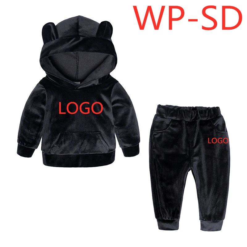 WP-SD комплекты для мальчиков флисовые толстовки и штаны комплекты одежды из 2 предметов для маленьких девочек детская спортивная одежда, утепленная детская одежда с любым логотипом