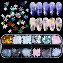 1 коробка 3D Рождественские снежинки для ногтей Блестки Русалка хлопья слайдер для ногтей мерцающие перламутровые украшения для маникюра украшения для ногтей SAXA-C