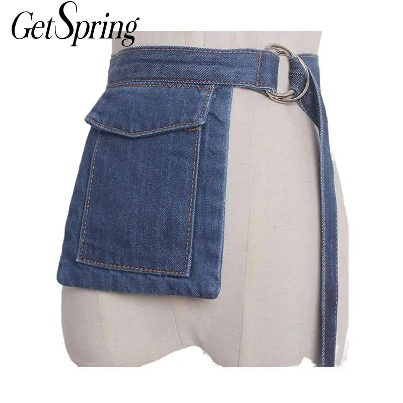 GetSpring Женский широкий пояс джинсовый модный универсальный тканевый пояс-шарф |