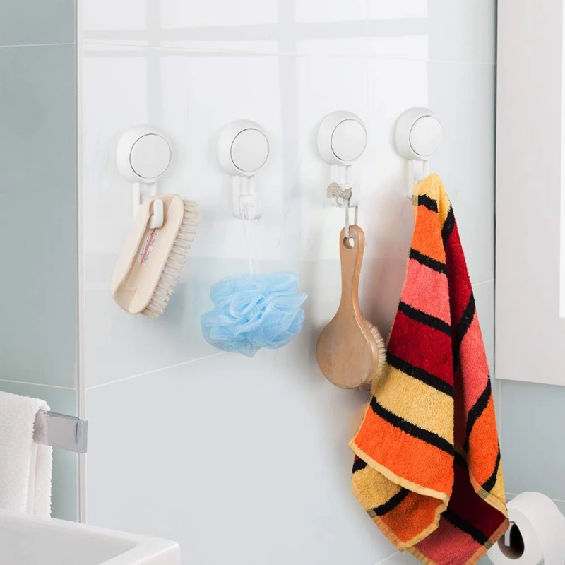 Suction Hooks Powerful Vacuum Suction Cup Hooks- Heavy Duty Shower Hooks Organizer for Bathroom Kitchen Towel,Robe,Loofah(2 Pack