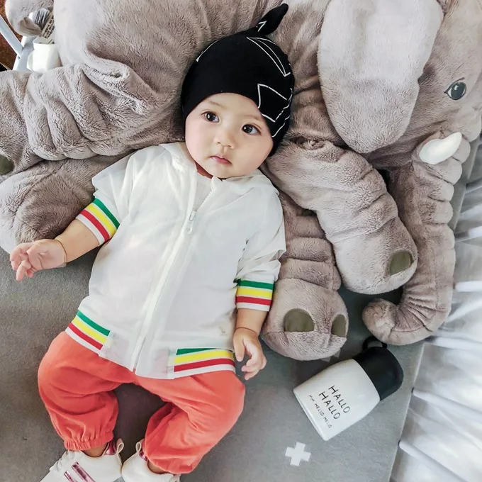 Mini Babe City/Летняя Детская воздухопроницаемая рубашка в цветную полоску с капюшоном; пальто для малышей; повседневная детская одежда