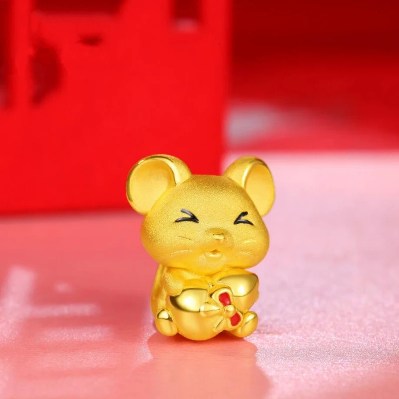 C FU LU Горячая Распродажа милые золотые маленькие браслеты-мыши для мужчин женщин год ювелирные изделия мода красная веревка браслет день рождения девочки мальчика подарок - Окраска металла: C FU LU