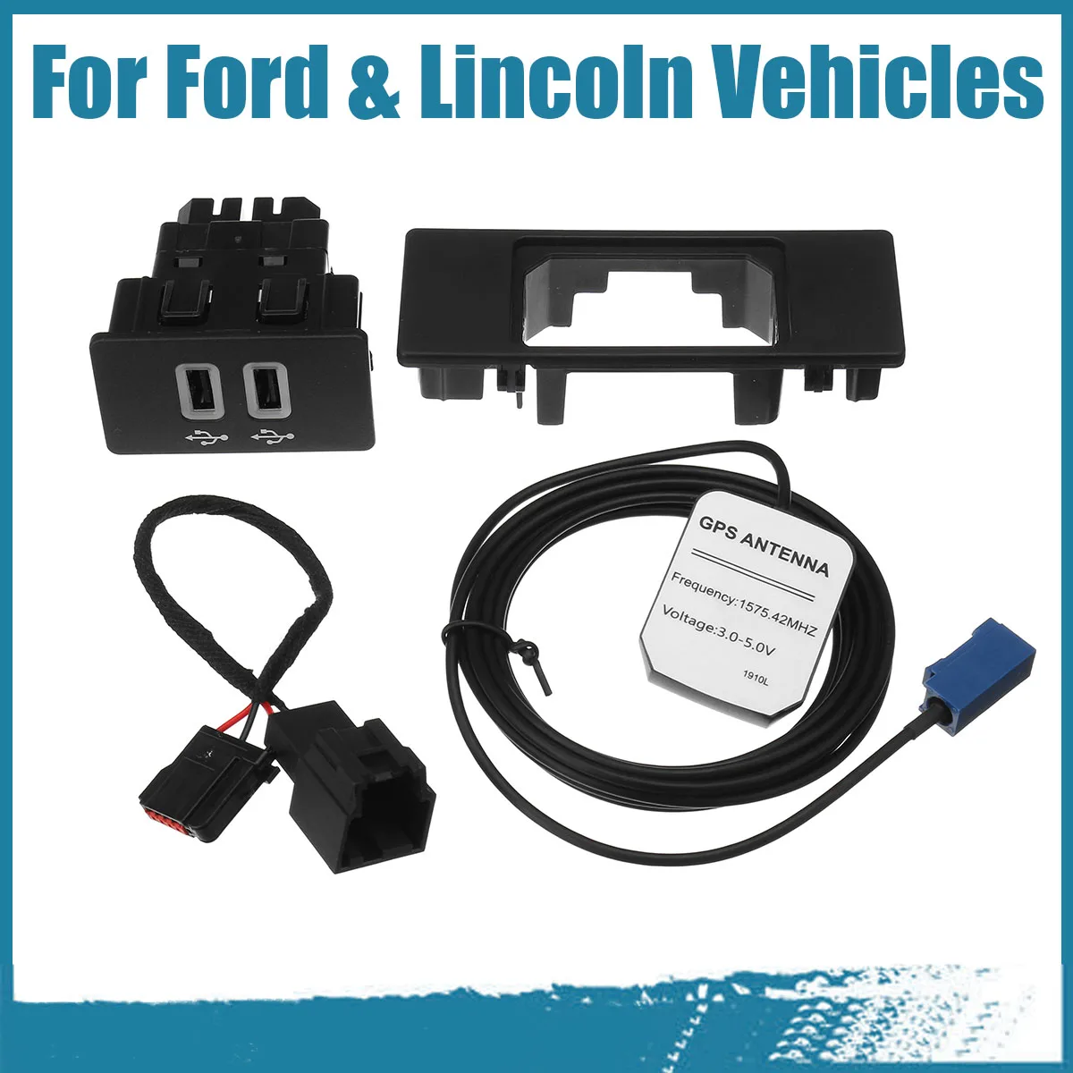 

4pcs/set USB Interface Module Adapter Power Wiring GPS Antenna USB Cover for Ford for Lincoln for Sync 3 System