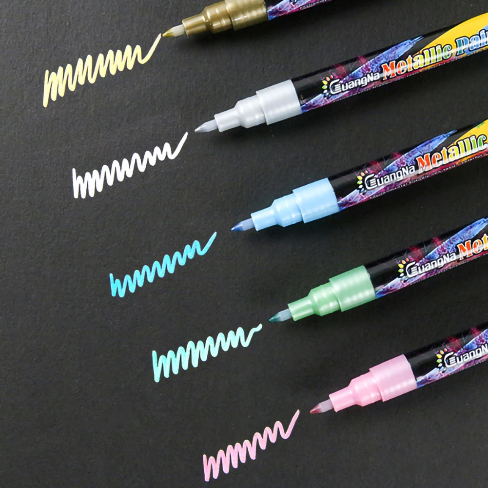 Metálicos para Cartões Carta de Assinatura de Escrita Cores Metálico Marcador Canetas 0.7mm Extra Pintura Marcadores Permanentes 18 9 Marcadores da arte