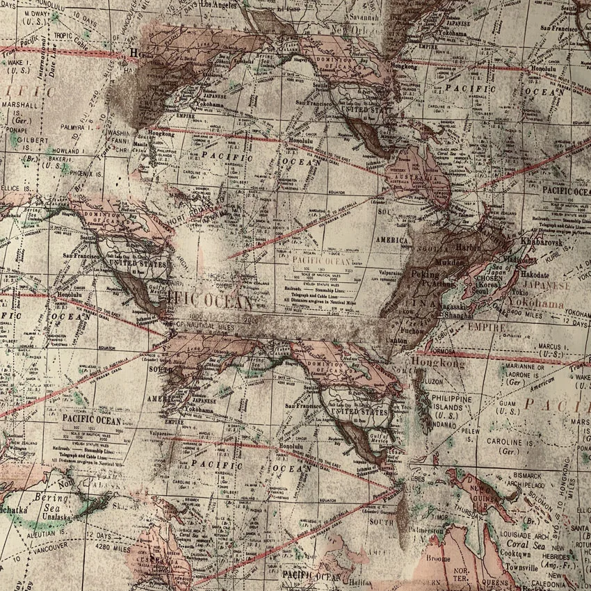 

New Vintage Retro New World Map Patchwork PVC Acrylic Polyester Composite Cloth Fabric Sewing DIY Bag Tablecloth 145cm*91cm