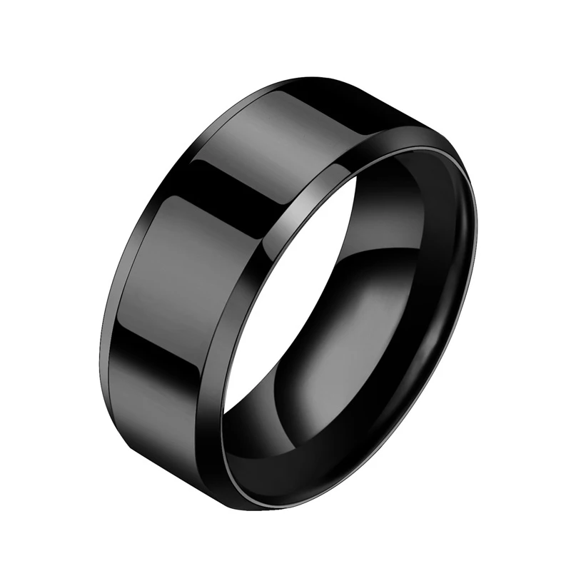 Couple Rings FDLK New Design 8mm Width Black Silver Stainless Ring For Women Men High Quality Couple Ring Wedding Jewelry
