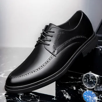 

genuine Leather Men Dress business Shoes Formal Wedding Party Shoes Men Retro Brogue Shoes Luxury Brand Men Oxfords big size 47