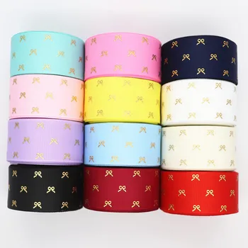

10 Yards Grosgrain Ribbon Gold Bowknot Printed Ribbon 1" 25MM/1.5" 38MM For Hair Bows DIY Crafts Handmade Accessories M19060801