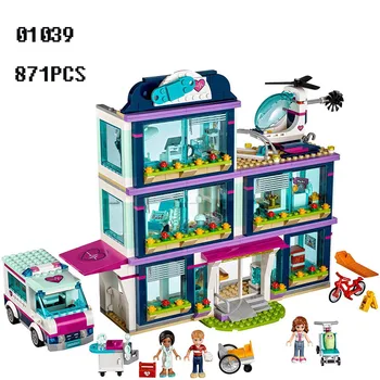 

01039 932Pcs model building kit girl friend compatible 41318 heart lake love hospital character toy Christmas gift Classic toys