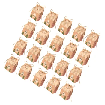 

1 Set of Christmas House Shape Candy Box Kraft Paper Packing Box Gift Container