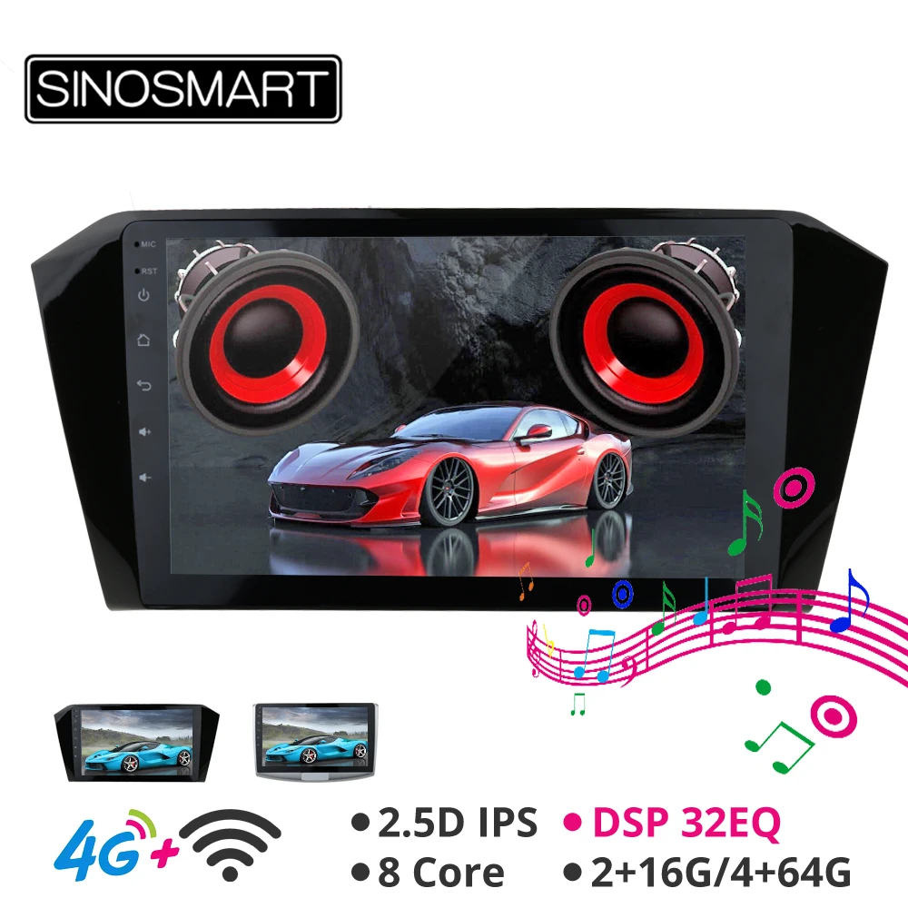 Perfect SINOSMART 2.5D IPS 1G/2G/4G Optional Car GPS Navigation for Volkswagen Magotan CC Passat 2012-2017 Support OBD 2 Bluetooth 1