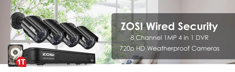 ZOSI 720P 8CH 4-в-1 CVBS AHD TVI CVI камера CCTV Системы Открытый ночного видения Видео Камера безопасности Системы наблюдения DVR Kit