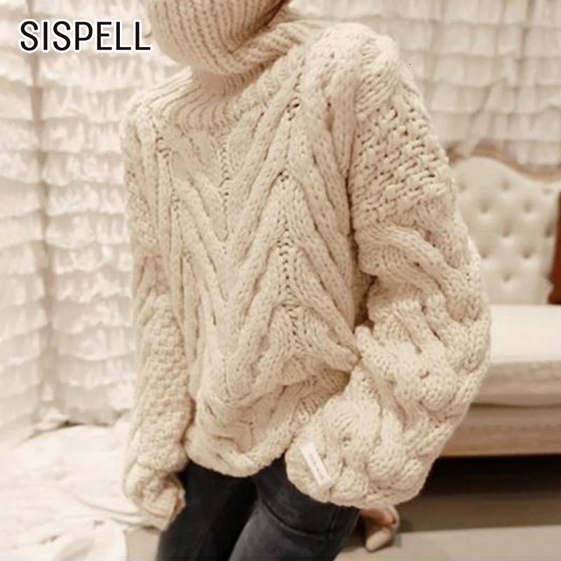 

SISPELL Casual Female Sweaters Turtleneck Long Sleeve Criss-Cross Warm Thick Autumn Sweater For Women Clothing Fashion New 2019