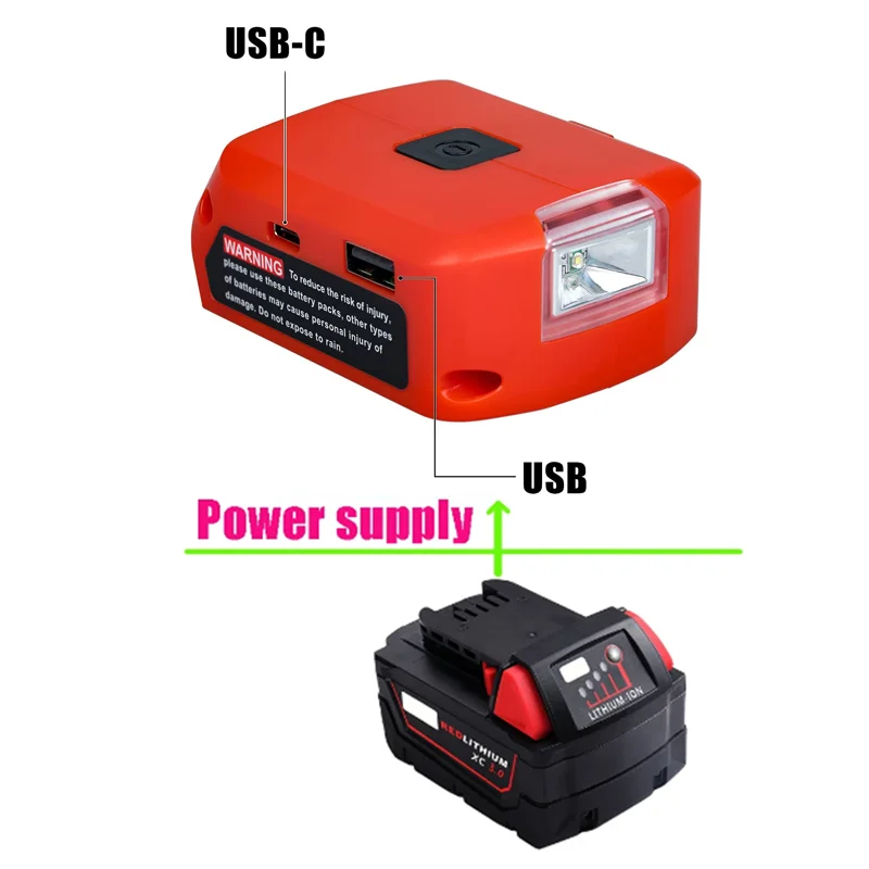 Battery Adapter For Milwaukee 18v Battery Usb Charger 12v Dc Port & Work  Light Power Source Supply For Milwaukee M18(tool Only) - Power Tool  Accessories - AliExpress