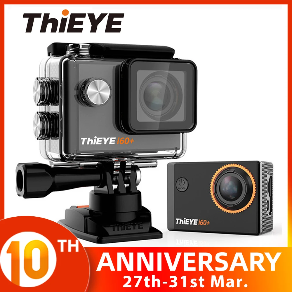 

ThiEYE Action Camera 4K Underwater Sports Cam 60M Waterproof Ultra HD 30fps WiFi 2.0" 170D Helmet Video Recording Sport Camera