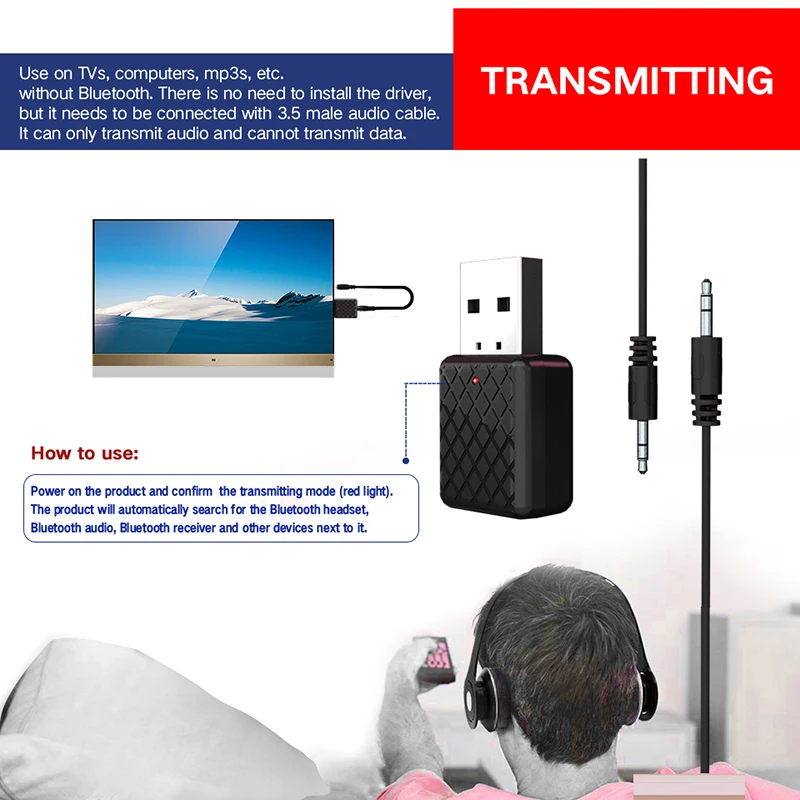 Bluetooth приемник USB Bluetooth аудио приемник передатчик адаптер для ТВ/ПК наушники Динамик bluetooth nfc