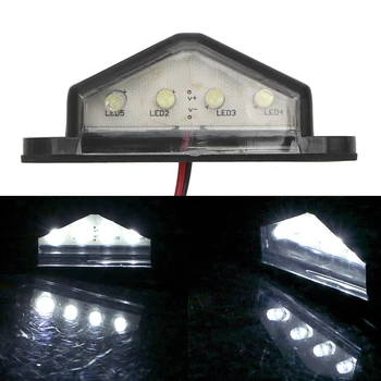 

LEEPEE Auto Replacement White License Number Plate Light 10-30V Truck Rear Tail Lamp For Boat Trailer Lorry 4LED