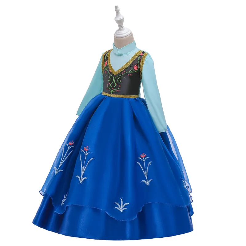 Перчатки для волос с короной; платье для маленьких девочек; Рождественский карнавальный костюм принцессы Анны; весеннее платье для дня рождения; Vestidos Menina