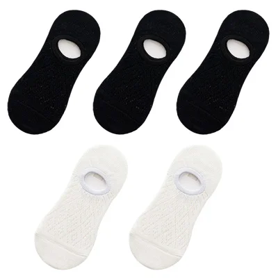 5 Pairs/Set Women Silicone non-slip invisible Socks Summer Solid Color Mesh Ankle Boat Socks Female Cotton Slipper No show Socks warm socks for women Women's Socks