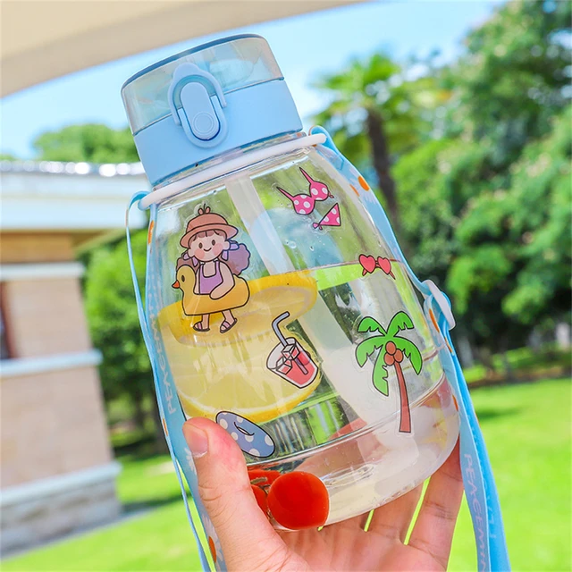 1100ml Water Bottle Large-capacity Cute Gradient Bear One Click Open Child  Bottle Kids Girls Drinkware for Home Office School - AliExpress