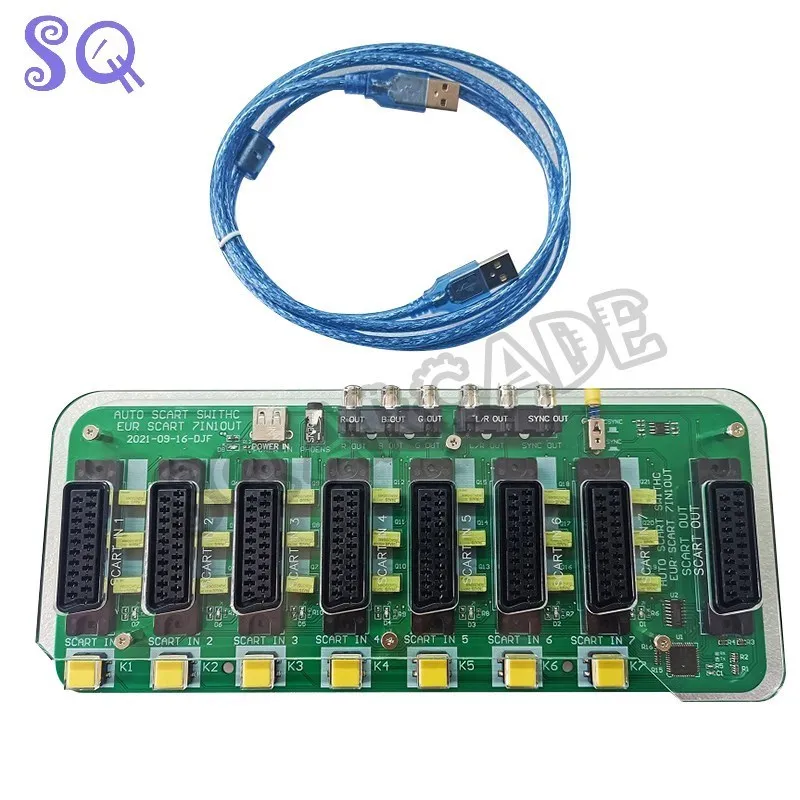 RGBS/SCART 유럽 새 수동 6 in 1 Out 분배기 아크릴 RGBS RCA SVHS AV TV 오디오 크로스오버 EUR 자동 스위처