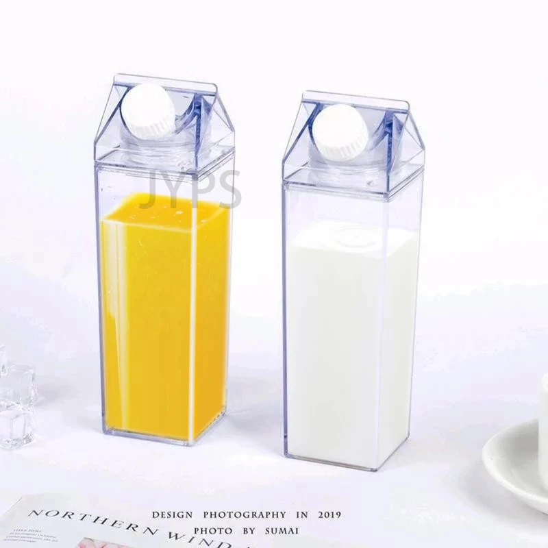 500 ml/1000 ml lait Carton tasses Portable Tour Camping sport carré en  plastique transparent boire du lait jus café bouteille d'eau fraîche -  AliExpress
