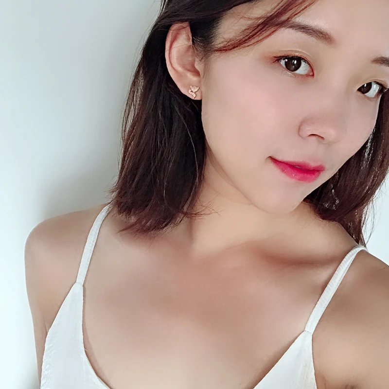 YUN RUO, розовое золото, серебро, цвет, модные маленькие лисички, женские серьги-гвоздики для вечеринки, подарок для девочки, нержавеющая сталь 316 L, модное ювелирное изделие