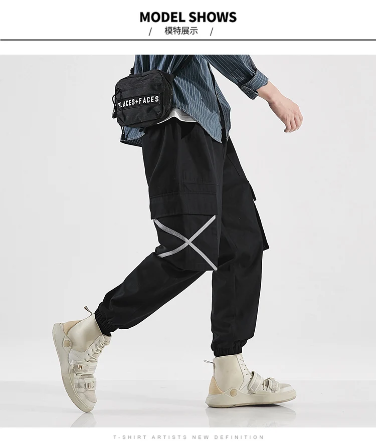 Autumn Hipster Hip Hop Streetwear Men's Loose Joggers Pant Fashion Men Casual Trousers Cotton Elastic Waist Harem Pants Men