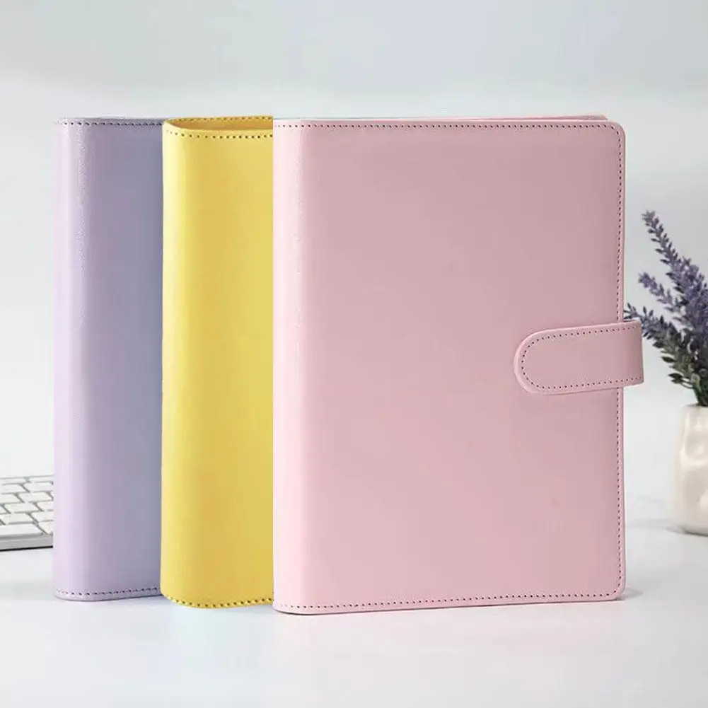 Cute Ring Binder PU Clip-on Notebook Notepad Macaron Color Leather Loose Leaf Cover Journal Kawaii Stationery | Канцтовары для