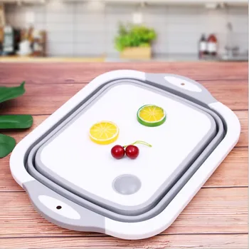 

Kitchen Chopping Block Foldable Cutting Board with Colanders Kitchen Chopping Boards Washing Basket Drain Kitchen Organizer