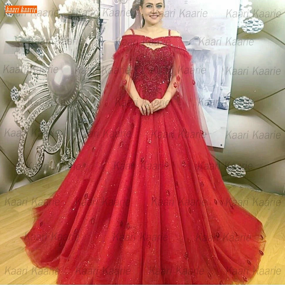 Full Sleeves Sequence Work Red Color Gown - Clothsvilla