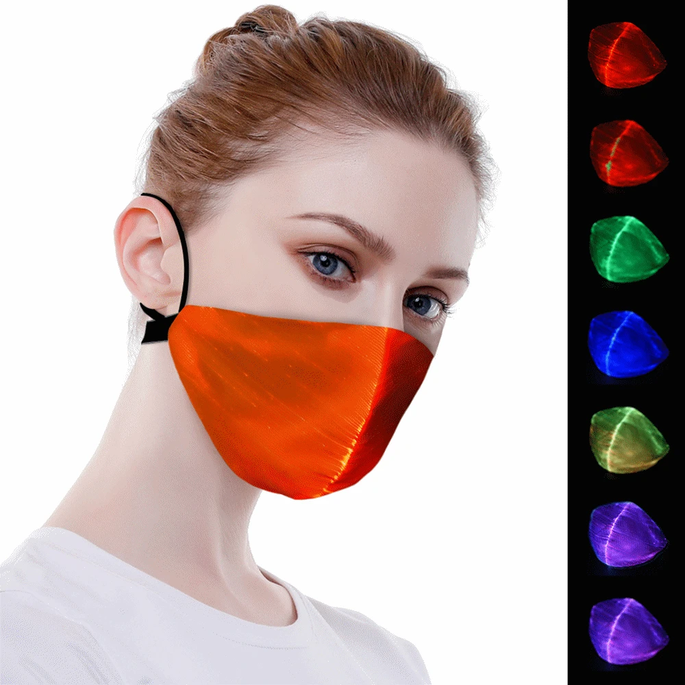 

Flashing Led Rave Mask Light Up Party Mask USB Rechargeable Luminous Fiber Half Face Mask for Cycling Night Running Light
