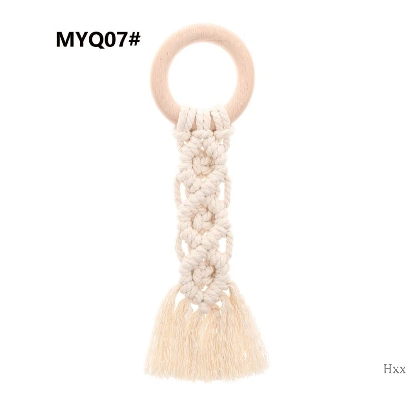 Органический Прорезыватель для зубов в стиле макраме, Boho, кольцо для прорезывания зубов, Детская сенсорная игрушка, натуральный хлопок, игрушка для прорезывания зубов, пол, нейтральная детская игрушка - Цвет: 07