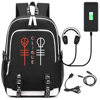 

Twenty One Pilots Nylon Bookbag USB Charging Laptop Backpack Hip-pop Travel Bagpack Capacity School Bags for Teenage Rugzak