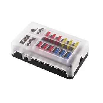 

12-Way Blade Fuse Box Block Holder Waterproof LED Indicator 12V 32V Auto Marine Circuit Breakers