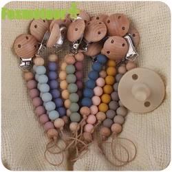 Fosmeteor – Clips de sucette en Silicone, 1 pièce, chaîne à trois trous en bois de hêtre, porte sucette, Clips de mamelon pour bébé, jouet, cadeau 