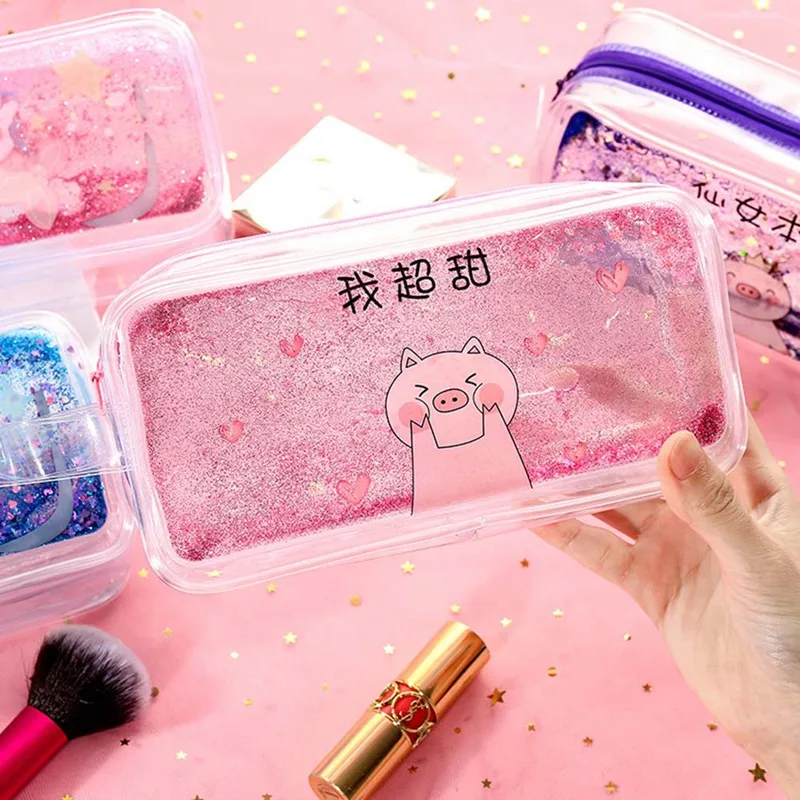 

Creative Cartoon Oil Into Quicksand Pencil Case PVC Stereo Students Stationery Storage Pencil Case Office Supplies