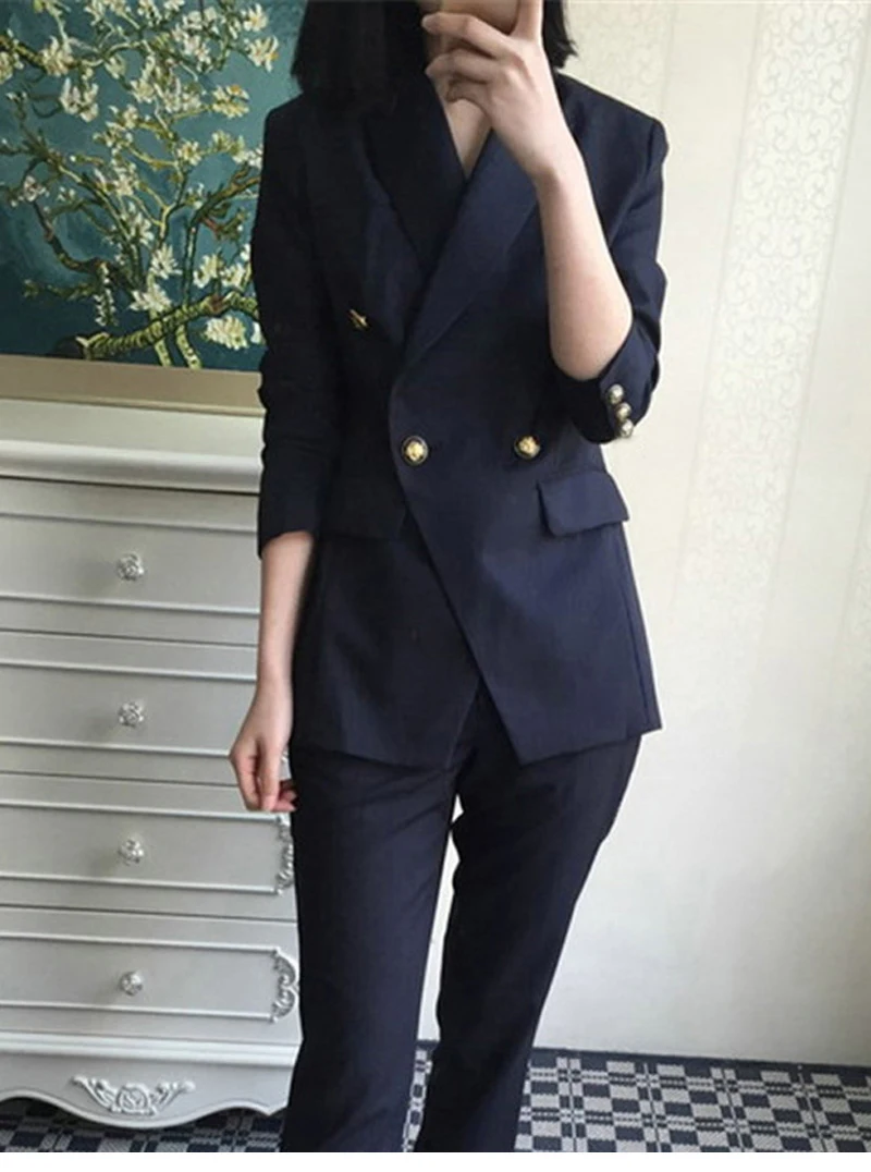 

Uniform Business Pant Suits Formal Jacket and Pant Blazer Set Women Office Lady 2 Two Pieces Suits Uniform ka1089