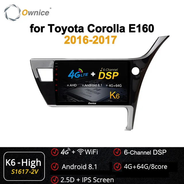 K6-High Ownice 10," 360 панорама DSP Android 9,0 Восьмиядерный автомобильный dvd-плеер DVR OBD 4G LTE SPDIF gps Navi для Toyota Corolla - Цвет: K6-High