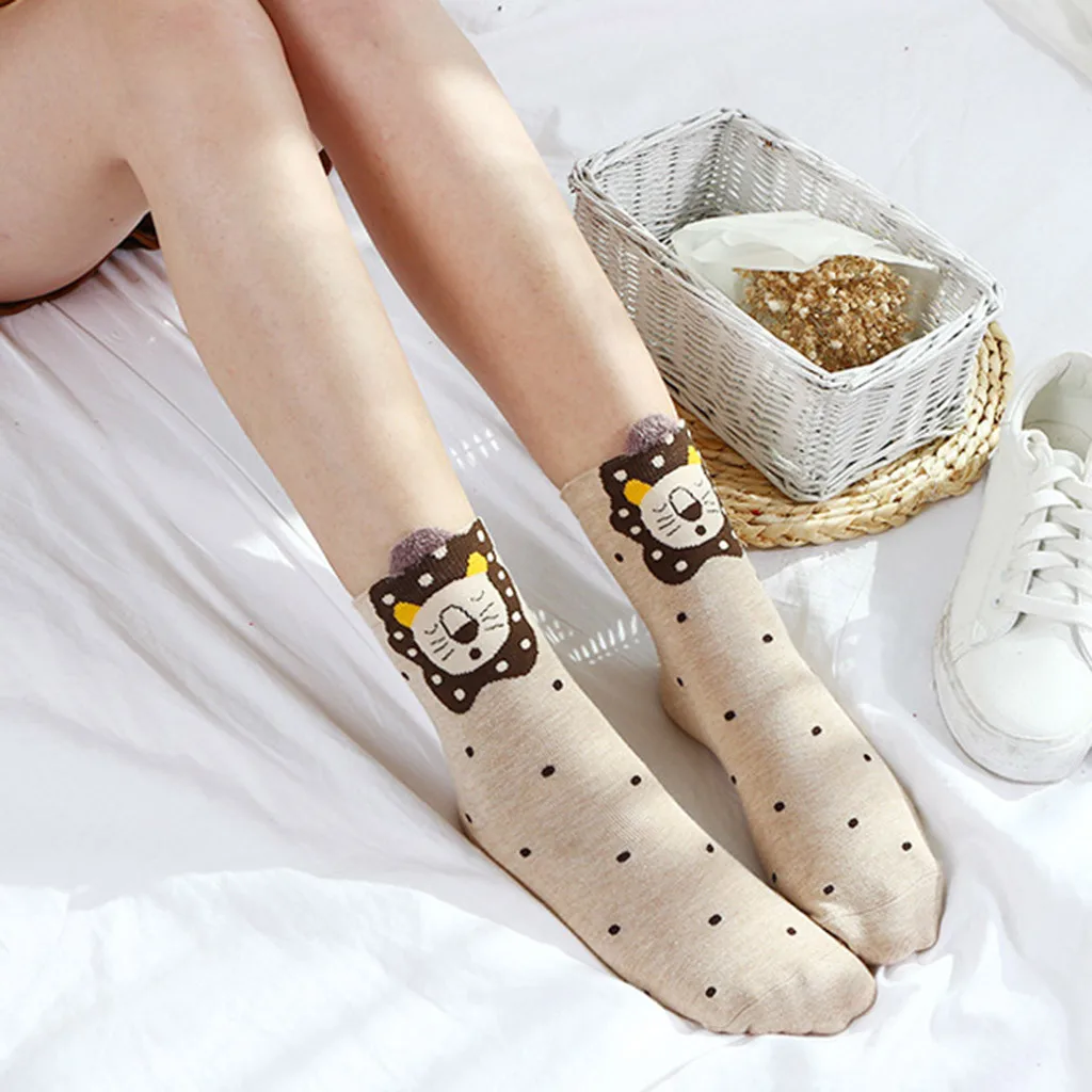 5 пар, кавайные женские носки в стиле хараджуку, пять пар женских Хлопковых Носков, милые подарочные носки с рисунками животных, Chaussette Femme