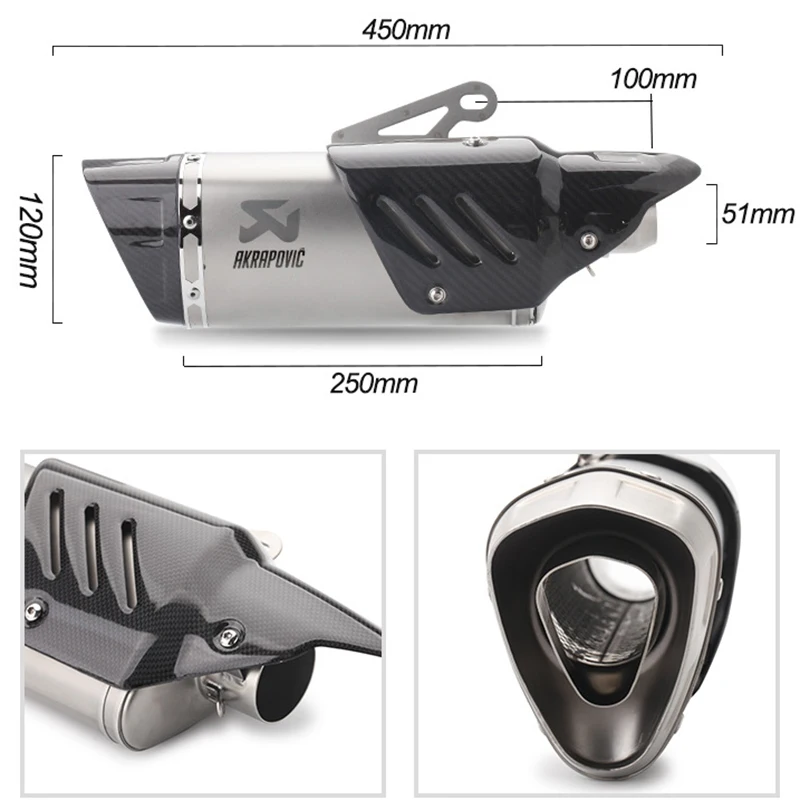 Впускной 51 мм Akrapovic мотоциклетный глушитель выхлопной трубы из углеродного волокна для R1 R3 R6 gsr 600 bws 125 pcx 125 aerox R15 CRF 230