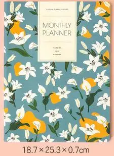 Sweet Flower Monthly Planner Agenda Book 25.3*18.7cm 64P Colorful Month Plan Book Free Shipping - Цвет: C