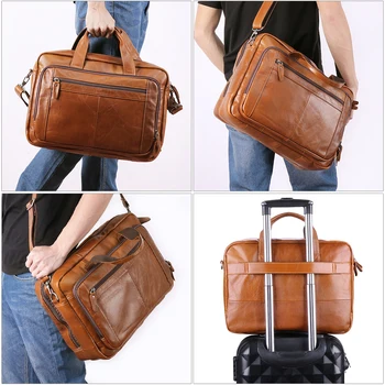 

2020 High Quality Briefcase for Men Leather Travel Handbag Genuine Leather Busniess Messenger Bag Brand Shoulder Travel Bags