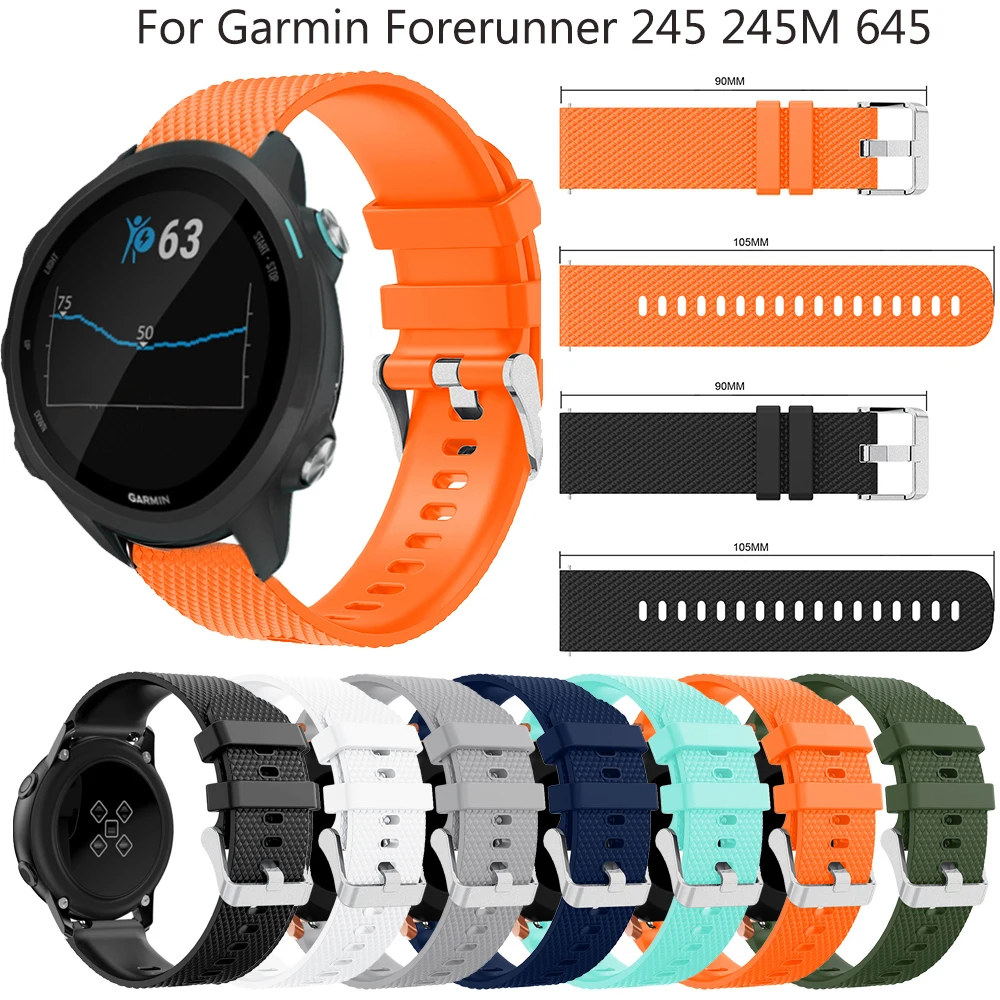 20 мм спортивный силиконовый ремешок для часов Garmin Forerunner 245 245M 645 Vivoactive 3 HR