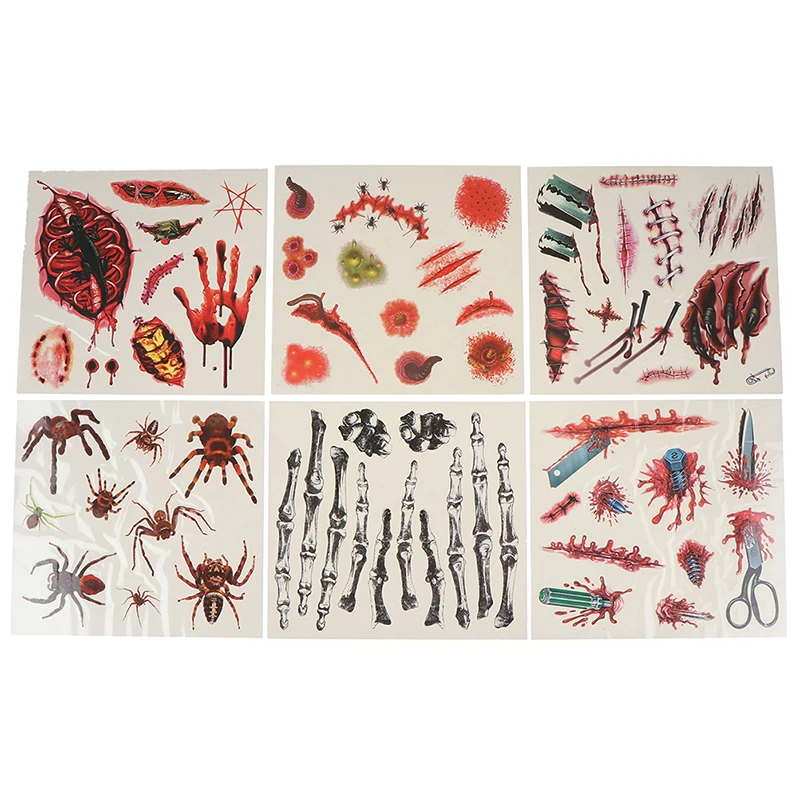 New 1PC Halloween 3D Reality Vampire Blood Scar Sticker Waterproof Temporary Tattoos Tool