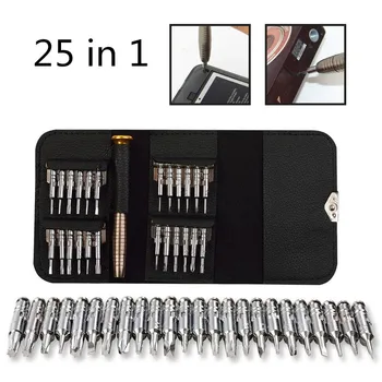 

25 in 1 Portable Screwdriver Set Bits with magnetic reversible phillips and slotted remover phone tablet watch repair tool kit