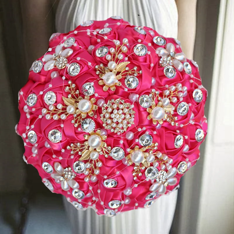 1 ver flores com strass em laço coral para festa de casamento