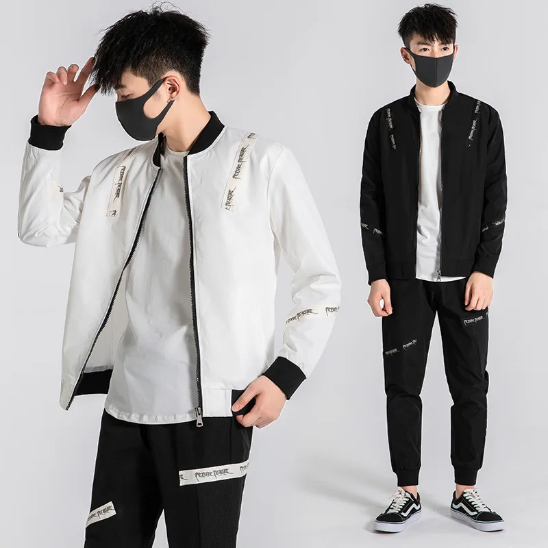 

2019 Autumn Men Jacket Set Long Sleeve Capri Pants Men Sports Trend Handsome Simple xue sheng kuan Men'S Wear