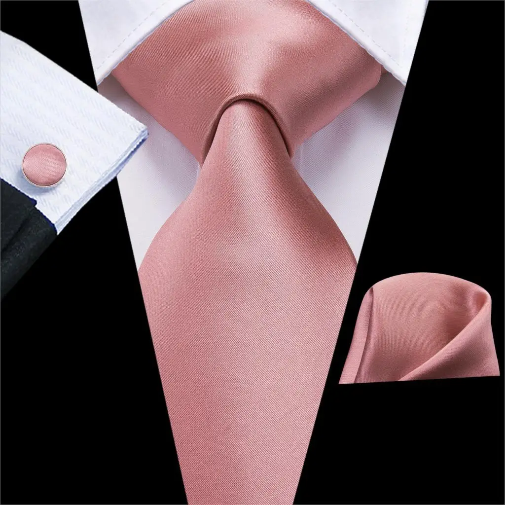 Hi-Tie hommes soie cravate de mariage pêche rose corail solide